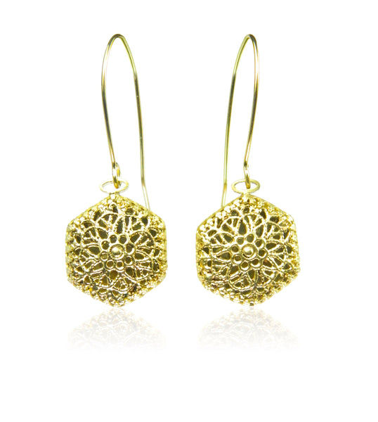 Filigree hexagon earrings