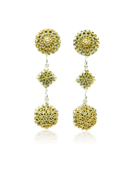 Triple drop filigree earrings