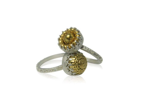 Domed leaf filigree ring