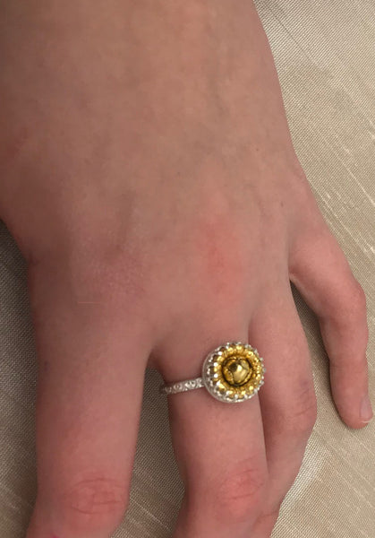 Domed leaf filigree ring