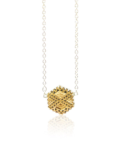 Hexagonal filigree pendant and chain