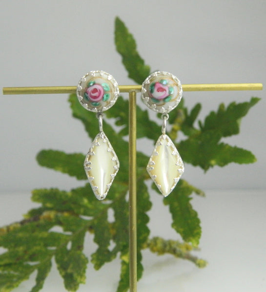Rose double drop earrings