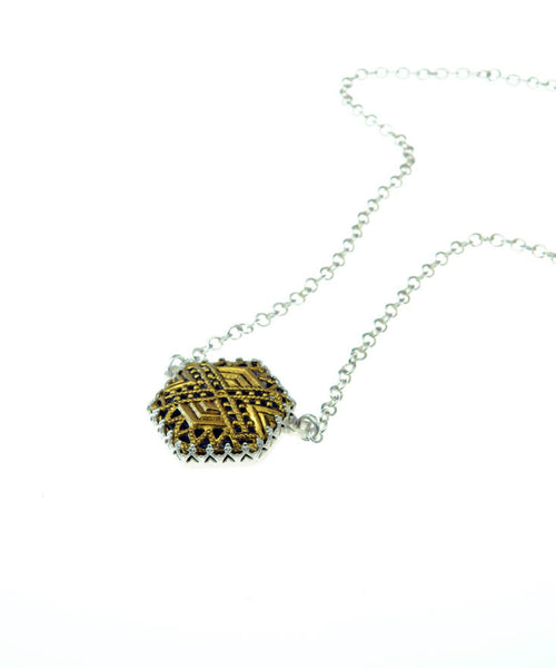 Hexagonal filigree pendant and chain