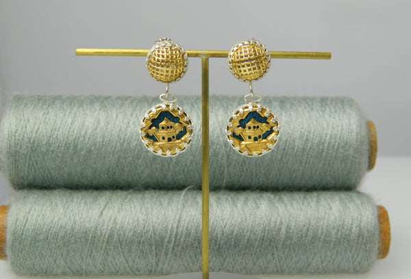 Pagoda double drop earrings